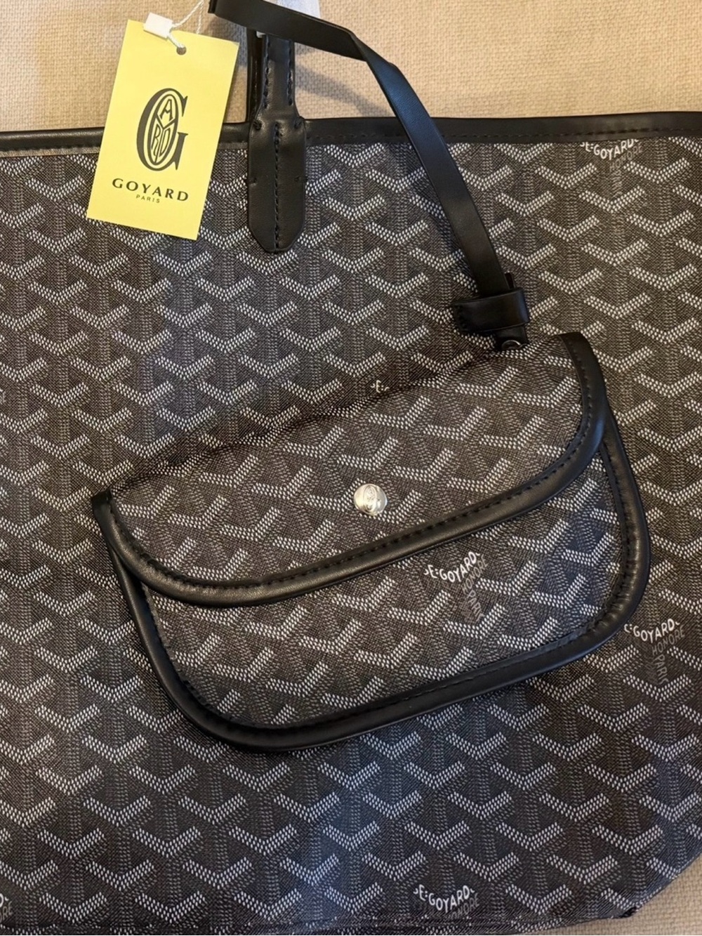 Black and Gray Tote with Matching Pouch